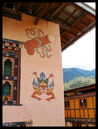 Décoration murale d'une maisons bhoutanaise